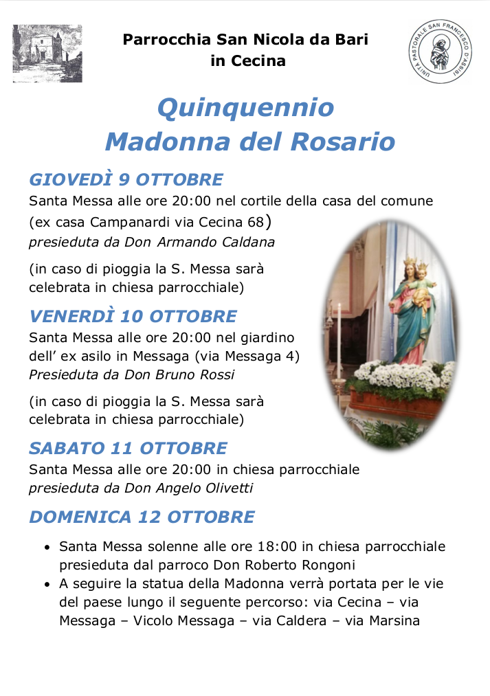 Quinquennio Madonna del Rosario - Cecina
