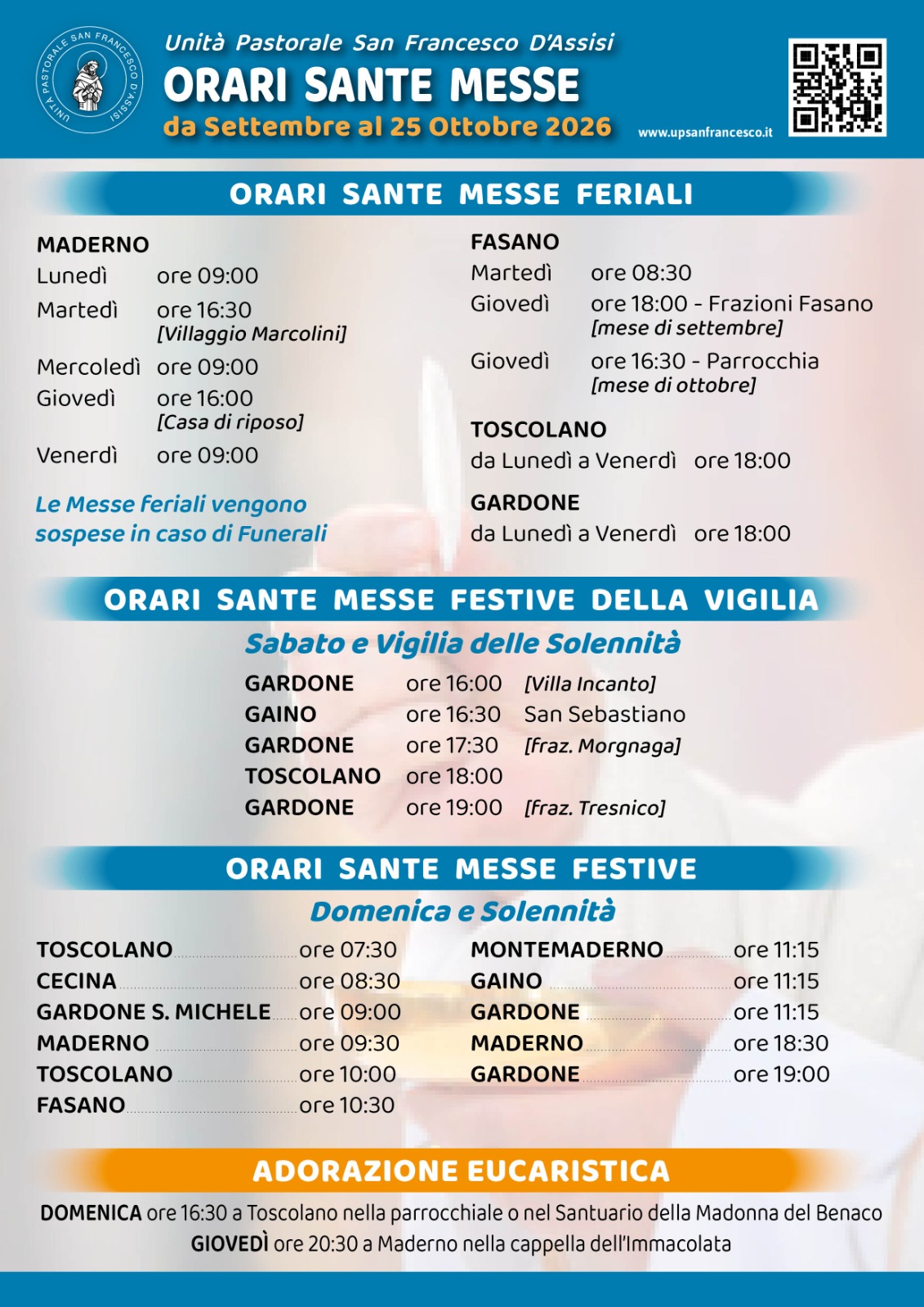 Aggiornamento orari Santa Messe