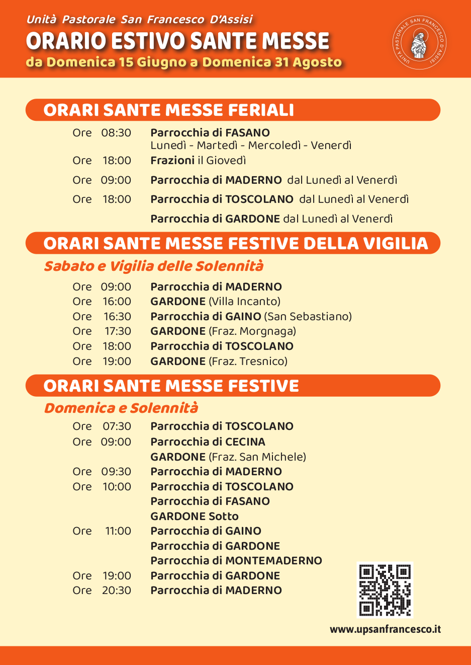 Orari messe estate 2025