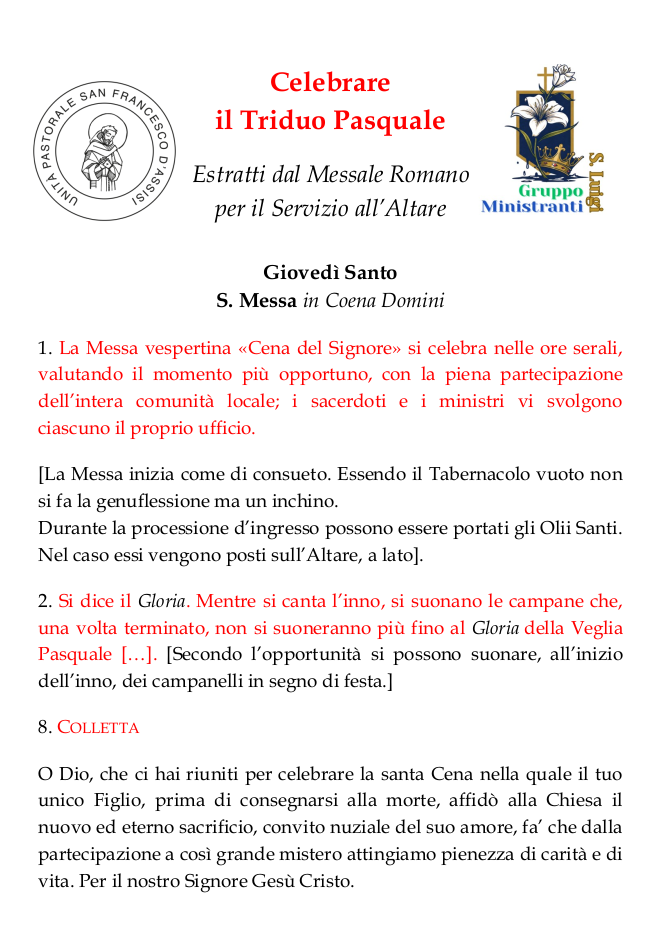 Triduo Pasquale 2026