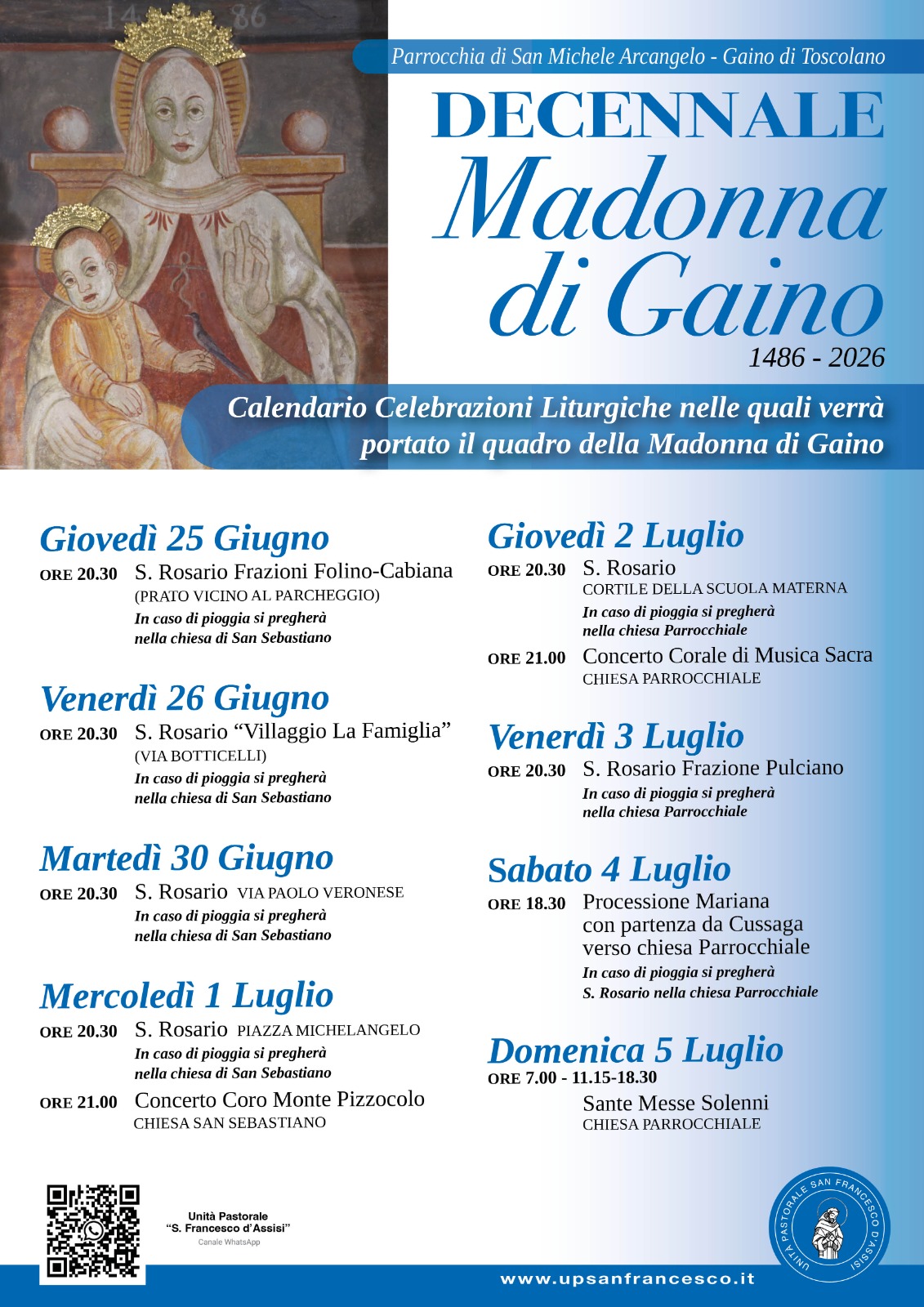 Decennale Madonna di Gaino 25 giugno - 5 luglio 2026