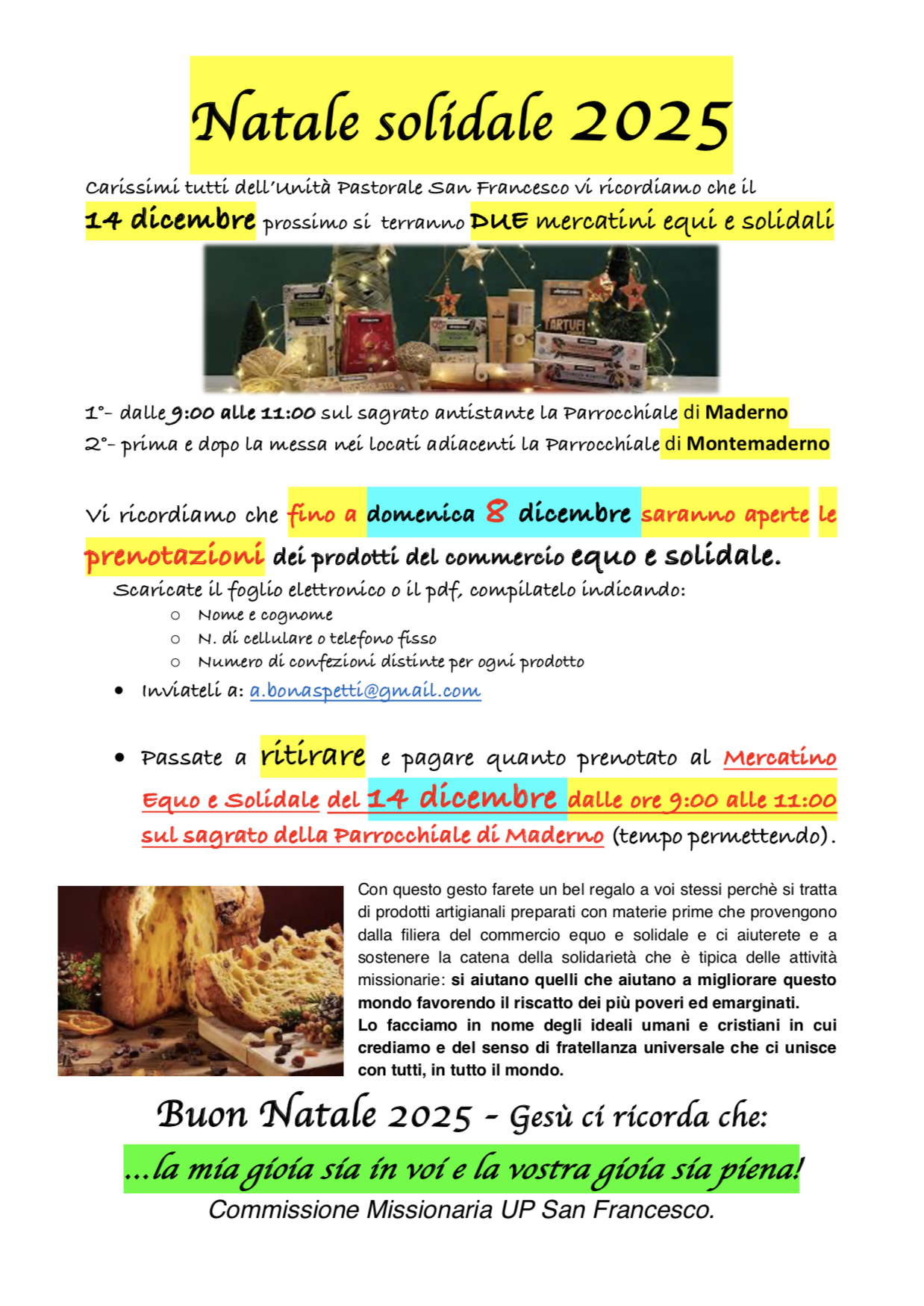 Mercatino Equo e Solidale 14 dicembre 2025