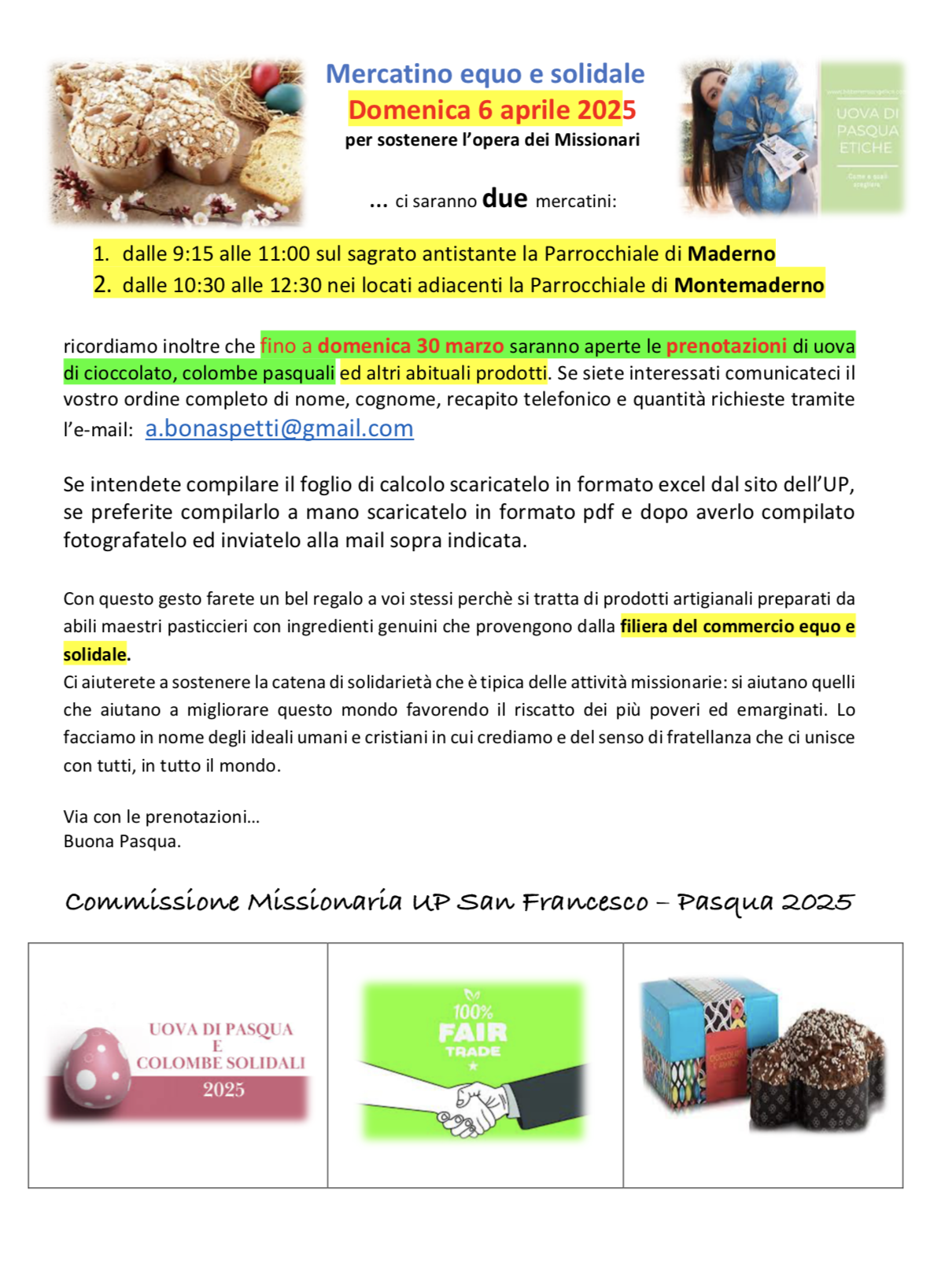 Mercatino Equo e Solidale 6 aprile 2025